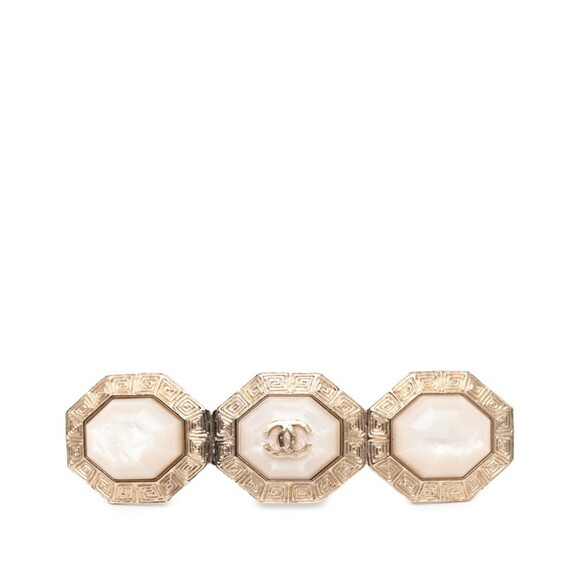 CHANEL Jewelry - CHANEL Gold Pearl Logo Brooch